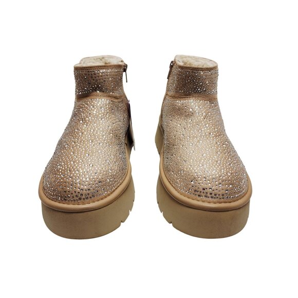 Wild Fable Womens Gold Glitter Studded Shearling-Lined Ankle Boots Size 10 - Picture 4 of 11